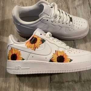 Nike Air Force 1 with custom sunflower art